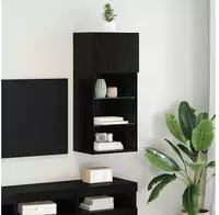 vidaXL Wandmontierter TV-Schrank Schwarz Eichen-Optik Holzwerkstoff