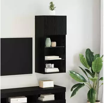 vidaXL Wandmontierter TV-Schrank Schwarz Eichen-Optik Holzwerkstoff (882958)