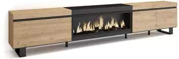 Skraut Home TV-Möbel mit elektrischem Kamin XXL 288x57x35cm Eiche/Schwarz (494_55_02)