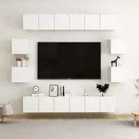 vidaXL 10-tlg. TV-Schrank-Set Wei&szlig; Holzwerkstoff