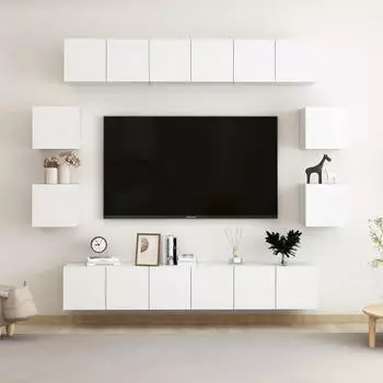 vidaXL TV-Schrank-Set 10-tlg. Wei&szlig; Holzwerkstoff (3074458)