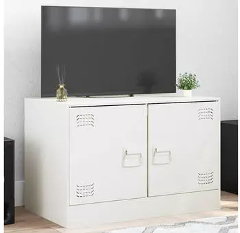 vidaXL TV-Schrank Stahl Wei&szlig; 67x39x44cm (841641)