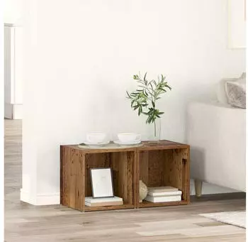 vidaXL TV-Schrankset 2-tlg. Altholz-Optik 37x35x37,5cm Holzwerkstoff (875087)