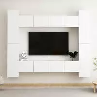 vidaXL 8-tlg. TV-Schrank-Set Wei&szlig; Holzwerkstoff