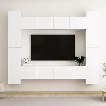 vidaXL Gabrielle 8-tlg. TV-Schrank-Set Holzwerkstoff Wei&szlig; (3078650)