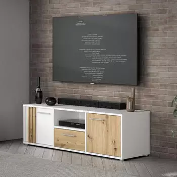 Forte Cardigan TV-Board Holzwerkstoff Wei&szlig;/Artisan Eiche 142,6cm (98737755-0)