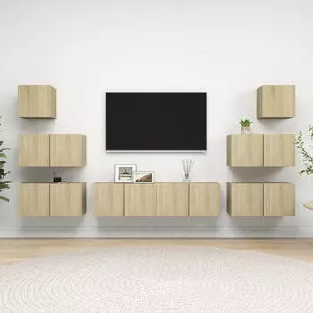 vidaXL TV-Schrank-Set 8-tlg. Holzwerkstoff Sonoma-Eiche (3079029)