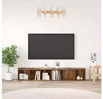 vidaXL TV-Schrank-Set 2-teilig Holzwerkstoff Altholz-Optik 37x35x107cm