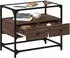 vidaXL TV-Schrank mit Glasplatte Braun Eiche 60x35x51cm Holzwerkstoff (846058)