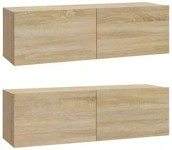 vidaXL TV-Wandschrank 2er-Set Sonoma-Eiche 100x30x30cm Holzwerkstoff (804547)