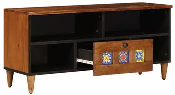 vidaXL TV-Schrank mit Schublade Walnuss 100x33,5x46cm Massivholz Mango (4018240)