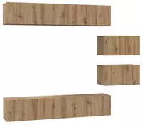 vidaXL TV-Schrankset Wandmontiert 6 pcs Artisan-Eiche Holzwerkstoff