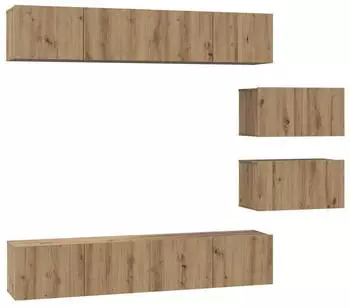 vidaXL TV-Schrankset Wandmontiert 6-teilig Artisan-Eiche Holzwerkstoff