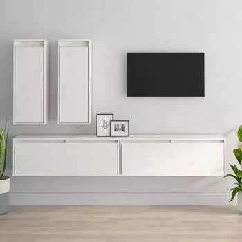 vidaXL TV-Schr&auml;nke 4 Stk. Wei&szlig; Massivholz Kiefer (3100180)