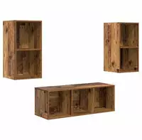 vidaXL TV-Schrankset Wandmontiert 3 pcs Altholz Holzwerkstoff