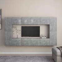 vidaXL 8-tlg. TV-Schrank-Set Betongrau Holzwerkstoff