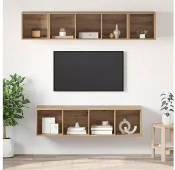 vidaXL TV-Schrankset Wandmontiert 4-teilig Artisan-Eiche (3393422)