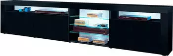 Borchardt-M&ouml;bel Santa F&eacute; Lowboard 200cm, Holzwerkstoff, schwarz matt (90144603-0)