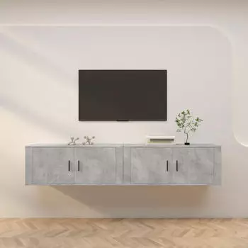 vidaXL TV-Wandschr&auml;nke 2 Stk. Betongrau 100x34,5x40cm (3188370)