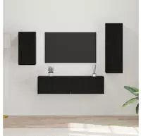 vidaXL TV-Schrankset 4 pcs Schwarz Eichen-Optik Holzwerkstoff
