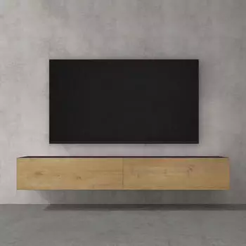 doporro TV-Lowboard F02 hängend 200cm, 2 Türen, Anthrazit/Hellbraun (F02)