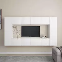vidaXL 8-tlg. TV-Schrank-Set Wei&szlig; Holzwerkstoff