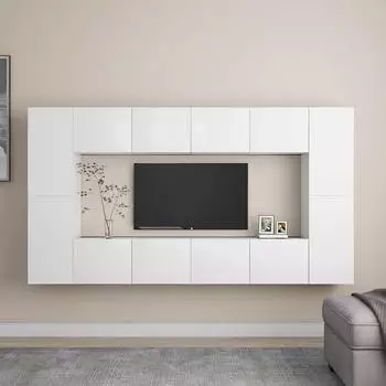 vidaXL TV-Schrank-Set 8-tlg. Wei&szlig; Holzwerkstoff (3078669)
