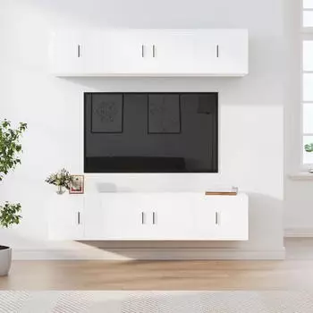 vidaXL TV-Schrank-Set 6-tlg. Wei&szlig; Holzwerkstoff (3188654)