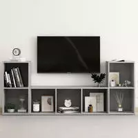 vidaXL 3-tlg. TV-Schrank-Set Betongrau Holzwerkstoff