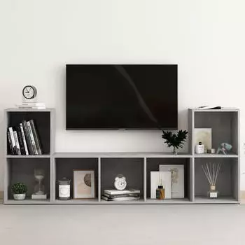 vidaXL TV-Schrank-Set 3-tlg. Betongrau Holzwerkstoff (3080019)