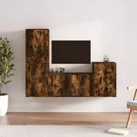 vidaXL 4-tlg. TV-Schrank-Set R&auml;uchereiche Holzwerkstoff