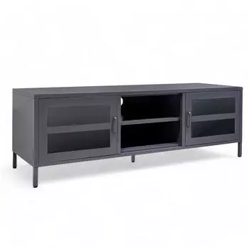 osoltus Manchester Sideboard Metall, 2 Glast&uuml;ren, 6 F&auml;cher, 150x45x50cm, dunkelgrau