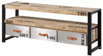 Massivmoebel24 Factory TV-Board Mango Massivholz 150x40x60cm natur bedruckt (09-313-559-0106)