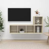 vidaXL 2-tlg. TV-Schrank-Set Sonoma-Eiche Holzwerkstoff