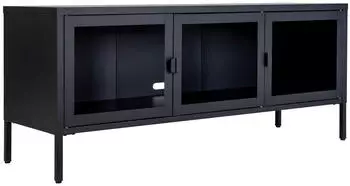 House Nordic Brisbane TV-Bank Metall/Glas, Schwarz, 130x55x40cm