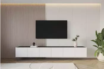 ALTDECOR ELIO-W Lowboard h&auml;ngend, 3x100cm, Schwarz/Wei&szlig; (LIO-RTV-W-019)