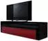 Vladon Valencia Lowboard 1 offenes Fach, 2 Klappen, Schwarz matt/Bordeaux Hochglanz (155x46x40cm)