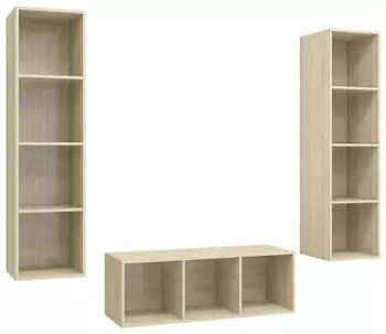 vidaXL TV-Schrank-Set 3-tlg. Sonoma-Eiche Holzwerkstoff (3079757)