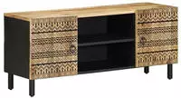 vidaXL TV-Schrank Schwarz 105x33,5x46 cm Raues Mangoholz