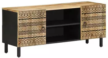 vidaXL TV-Schrank Schwarz 105x33,5x46cm Raues Mangoholz (4018628)
