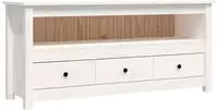 vidaXL TV-Schrank Wei&szlig; 114x35x52 cm Massivholz Kiefer