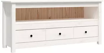 vidaXL TV-Schrank Wei&szlig; 114x35x52cm Massivholz Kiefer (821503)