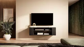 Selsey Weri TV-Schrank h&auml;ngend 2 offene F&auml;cher 100cm, Schwarz (Weri)