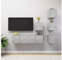 vidaXL 6-tlg. TV-Schrank-Set Betongrau Holzwerkstoff