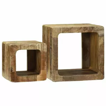 vidaXL TV-Einheit 2-tlg. 36x36x30cm Mango-Massivholz Braun (4104549)