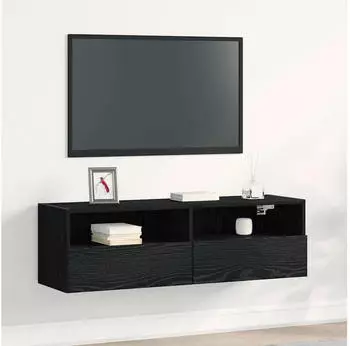 vidaXL TV-Wandschrank Schwarz Eichen-Optik 100x30x30cm (862192)