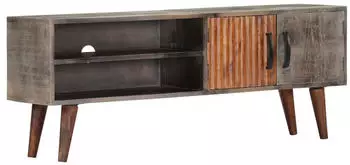vidaXL TV-Schrank Grau 130x30x46cm Mango-Massivholz Roh (282743)