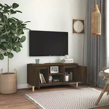 vidaXL TV-Schrank mit Massivholz-Beinen R&auml;uchereiche 103,5x35x50cm (813158)