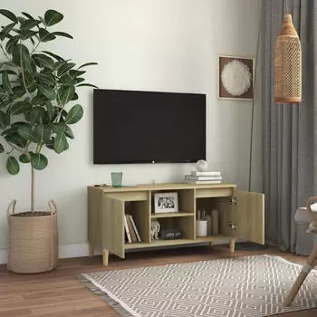 vidaXL TV-Schrank mit Massivholz-Beinen Sonoma-Eiche 103,5x35x50 cm (805962)