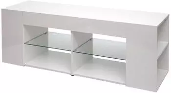 Mendler HWC-L36 TV-Lowboard Holz 50x144x40cm Staufach, hochglanz wei&szlig; (HWC-L36)